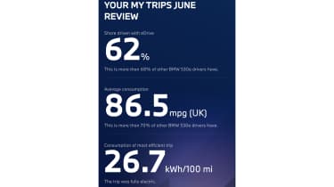  BMW 530e Touring long-term - MyBMW App efficiency